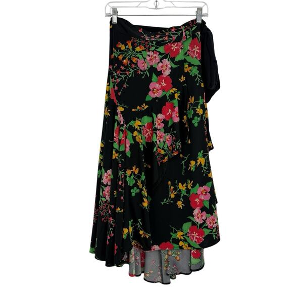 CAbi Wrap Skirt Size Small Midnight Drama Black Floral Midi Length Modest #5700 - Picture 2 of 10